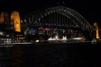 Sydney bridge as seen from the Manly ferry at night