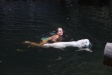 Gabby and Lola at one of the preferred local swimming locations near the valley floor.
