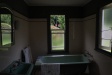 View of a garden through the bathroom window