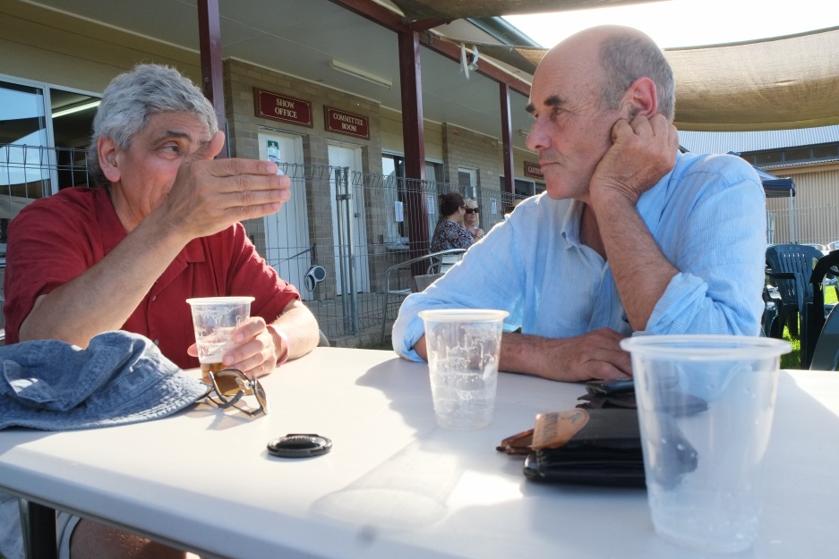 At the agricultural fair: yet more of Steve and David’s never-ending conversation