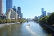 In Melbourne, looking westward down the Yarra River as it twists its way toward the ocean. We are standing on the Princes Bridge linking the Flinders Street train station and the Arts Centre Melbourne.