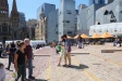Confederation Square in Melbourne, a stark mix of old and new architecture.